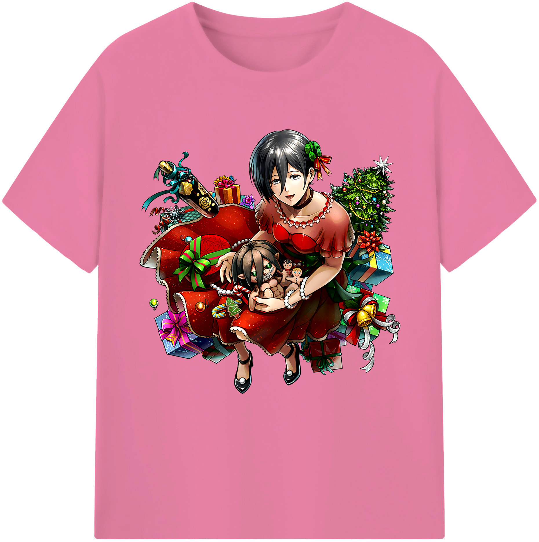 （画像用） 進撃の巨人 ミカサ·アッカーマン Attack on Titan Mikasa Ackerman 綿100％半袖Tシャツ（フロントプリント）